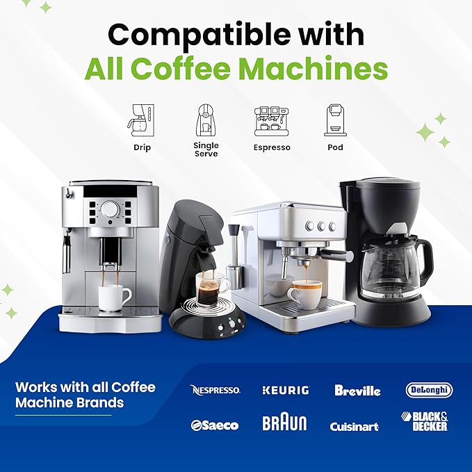 Coffee Machine Cleaner Descaler Tablets - 25 pack, Coffee Pot Cleaner Removes Build-ups, Stain, and oil - compatible with Keurig, nespresso, delonghi and more coffe machines upto 1 year supply