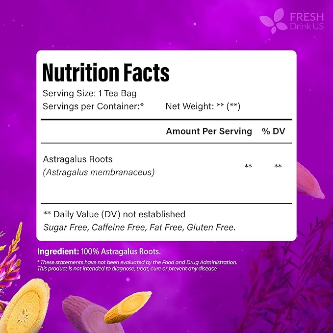 FreshDrinkUS, Premium 16oz Dried Astragalus Root Slices – 100% Natural Astragalus Root for Herbal Tea & Traditional Beverages – Natural, Clean Cut, No Additives. No Preservatives. Vegan