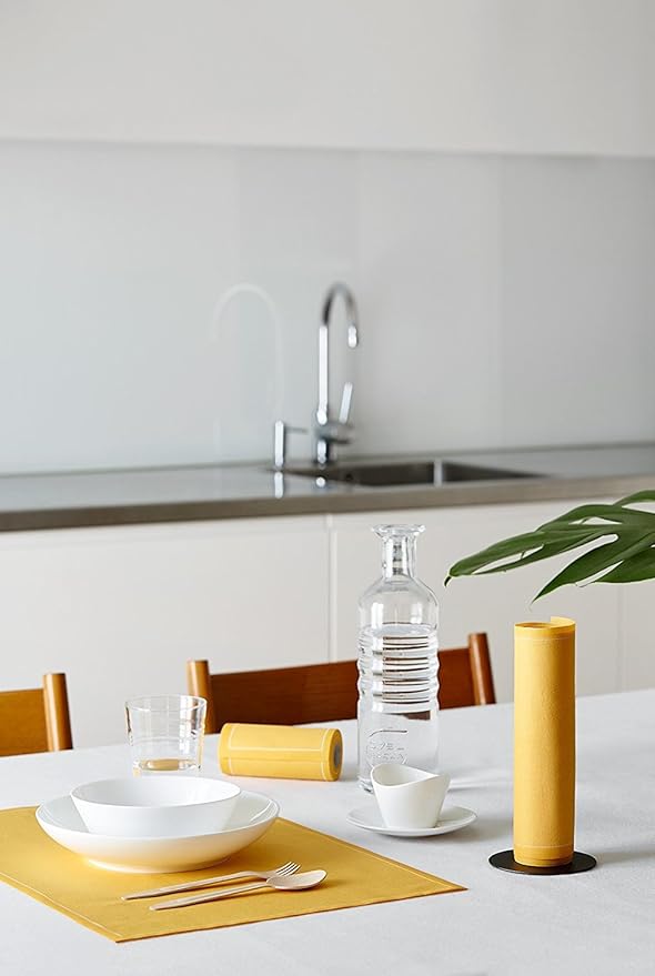 MY DRAP Cocktail Napkins, Reusable Cotton Napkins on a Roll 4.5 x 4.5 IN (100 Napkins, Curry)
