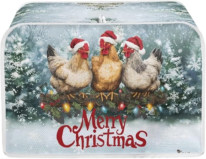 Doojoayie Merry Christmas Toaster Cover 2 Slice Dust Resistant Cover for Kitchen Small Appliance Bread Machine Protector Decorative Accessories for Xmas Home Kitchen Decor