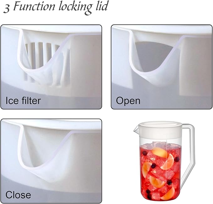 Amazing Abby - Kitchen Party - 2-Quart Plastic Pitcher (1-Pack), Unbreakable Water Pitcher with Lid, BPA-Free, Heat-Resistant, Dishwasher-Safe, Great for Both Iced and Hot Drinks, Indoors and Outdoors