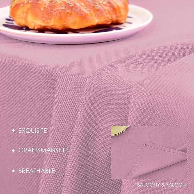 BALCONY & FALCON Table Cloth for 6ft Rectangle Tables – Waterproof Wrinkle-Free Farmhouse Tablecloth for Dining, Kitchen, Wedding, Valentine， Baby Shower & Holiday Gatherings (Pink, 55" x 95")
