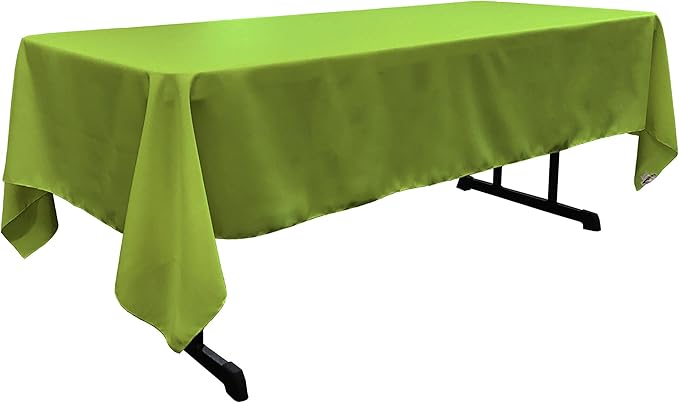 LA Linen Polyester Poplin Washable Rectangular Tablecloth, Stain and Wrinkle Resistant Table Cover 60x126, Fabric Table Cloth for Dinning, Kitchen, Party, Holiday 60 by 126-Inch, Lime
