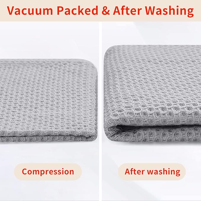 Homaxy 100% Cotton Waffle Weave Kitchen Dish Towels, Ultra Soft Absorbent Quick Drying Cleaning Towel, 20x28 Inches, 4-Pack, Light Gray