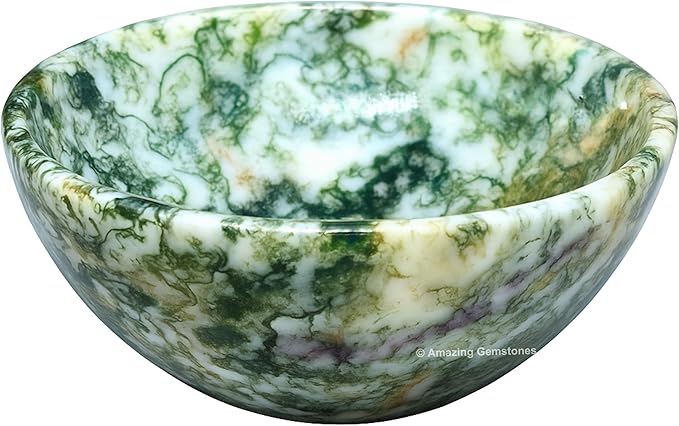 Tree Agate Crystal Bowl - 2 Inch Decorative Bowls for Room and Home Decor - Gemstone Healing Crystals for Elegant Display, Positive Energy Balance and Gift