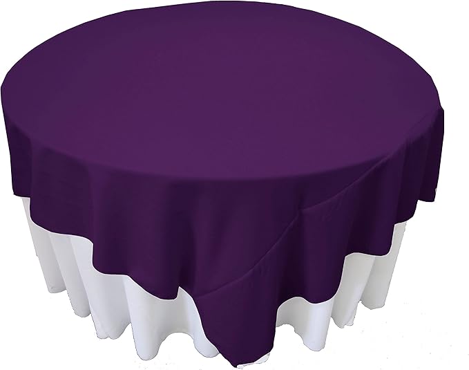 LA Linen Polyester Poplin Washable Square Tablecloth, Stain and Wrinkle Resistant Table Cover, Fabric Table Cloth for Dinning, Kitchen, Party, Holiday 90 by 90-Inch, Purple, (TCpop90x90_PurpleP23)