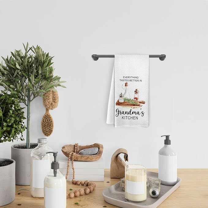 Grandma Gifts Kitchen Towels, Gifts for Grandma Grandmother, Mothers Day Birthday Gift for Grandmas, Grandmother Decorative Hand Tea Towels for Kitchen, 16x24 Inches