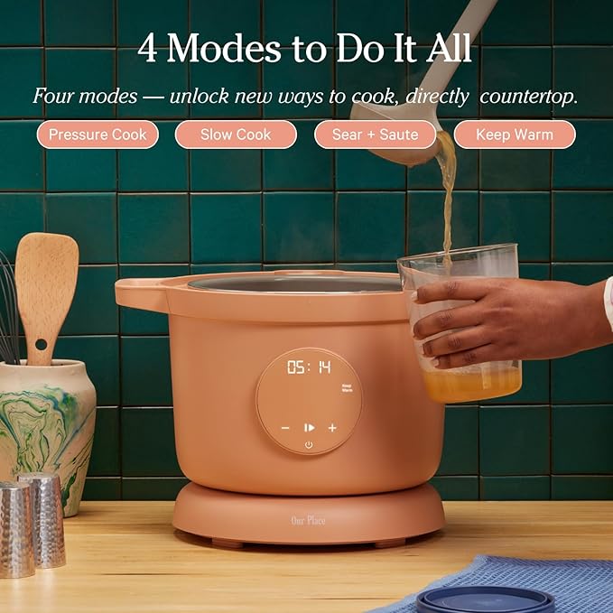 Our Place Dream Cooker | 6 Qt Ceramic Nonstick Multicooker & Pressure Cooker with Touchscreen Controls & Auto Steam Release | 4 Modes: Pressure Cook, Sauté/Sear, Slow Cook & Warm | Spice