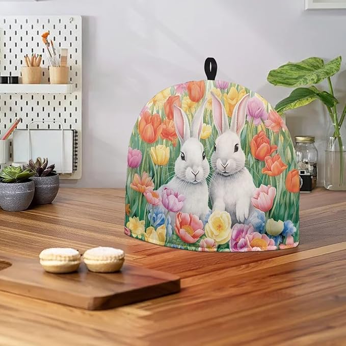 Rabbits Teapot Cover Tea Cozy for Teapot Insulated Kitchen AccessoryTulips Tea Pot Cozy for Keeping Warm Home Decor Teapot Cover