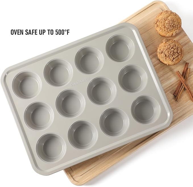 Calphalon Legacy 12 Cup Nonstick PFA Free Cupcake Muffin Pan - Taupe
