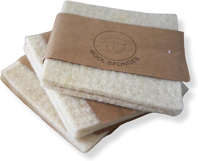 Keyaiira Wool Sponges 2-Pack - Environmentally Friendly, Long-Lasting & Compostable - Perfect for Dishes, Face, Body & Surfaces