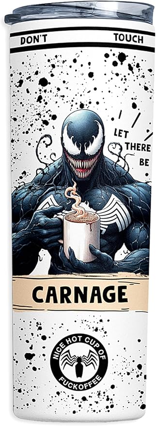 Venom Fuckoffee Tumbler, Let There Be Carnage Tumbler Insulated, Funny Novelty Gifts, Antihero Eddie Brock, Tom Hardy, Birthday Christmas Any Occasion Gift, Coffee Drinker - 20 Oz