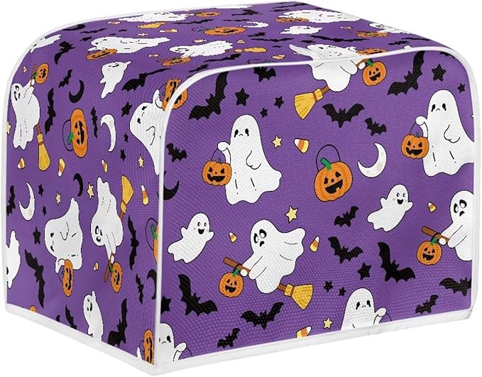 Doojoayie 4 Slice Toaster Cover Cute Ghost Small Appliance Cover Dustproof Toaster Halloween Decor Machine Protection for Most Standard Toasters
