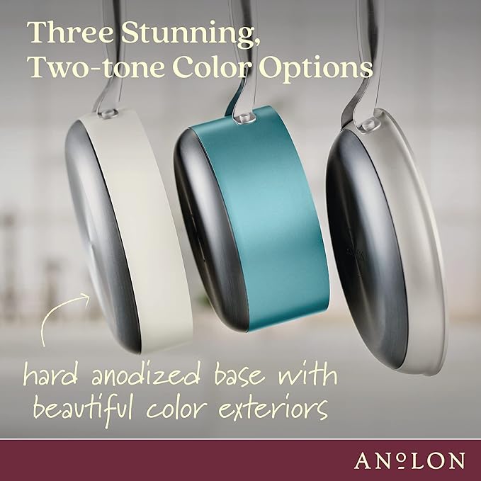 Anolon Achieve Hard Anodized Nonstick Sauté Pan with Lid, 3 Quart - Teal