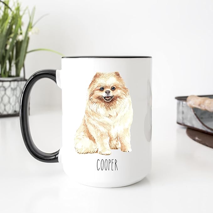 Pomeranian Custom Coffee Mugs with Name for Dog Mom Dad - Personalized Gifts for Best Friends - Grandma Grandpa Present (Pomeranian)