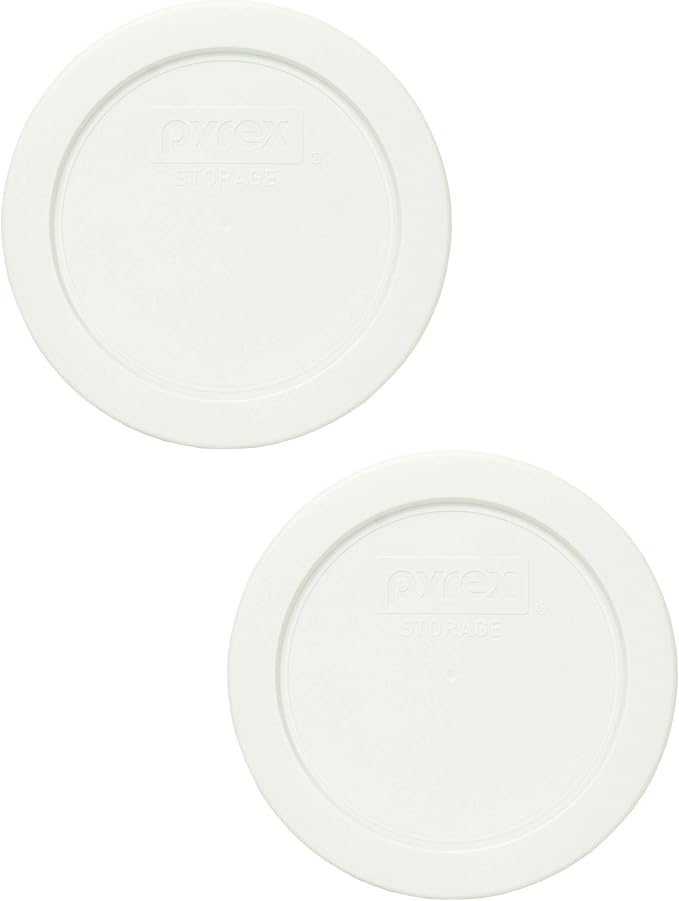 Pyrex 7200-PC White Round Plastic Food Storage Lid - 2 Pack Made in the USA