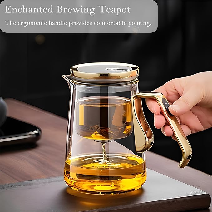 Magnetic Glass Teapot Set with 40.6oz Cast Iron Kettle for Stovetop, 25.4oz Small Enchanted Brewing Tea Pot, Witchcraft Magic Borosilicate Tea Set with Strainer for Loose Leaf