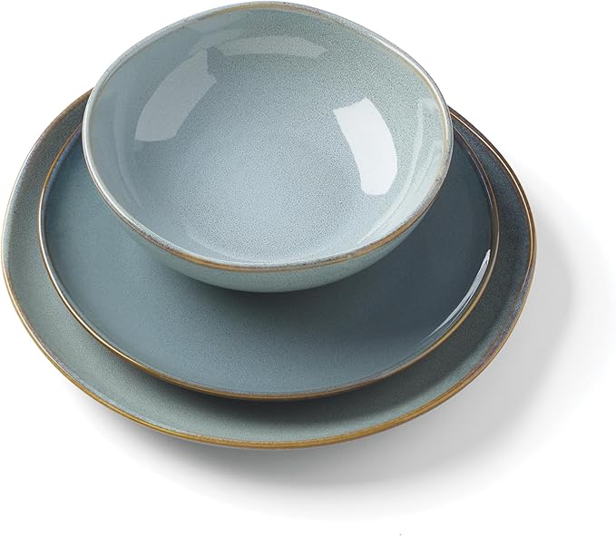 Oneida 899206 Organic Shades Blue 18-Piece Dinnerware Set, Service For 6
