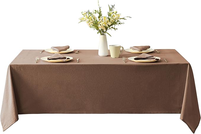 Spring & Easter Holiday Charleston Nut Brown 60 x 84 inch Rectangle Fabric Tablecloth, Cotton Table Cover for Indoor Outdoor Dining, Machine Washable Solid Color Tablecloths for Everyday Use