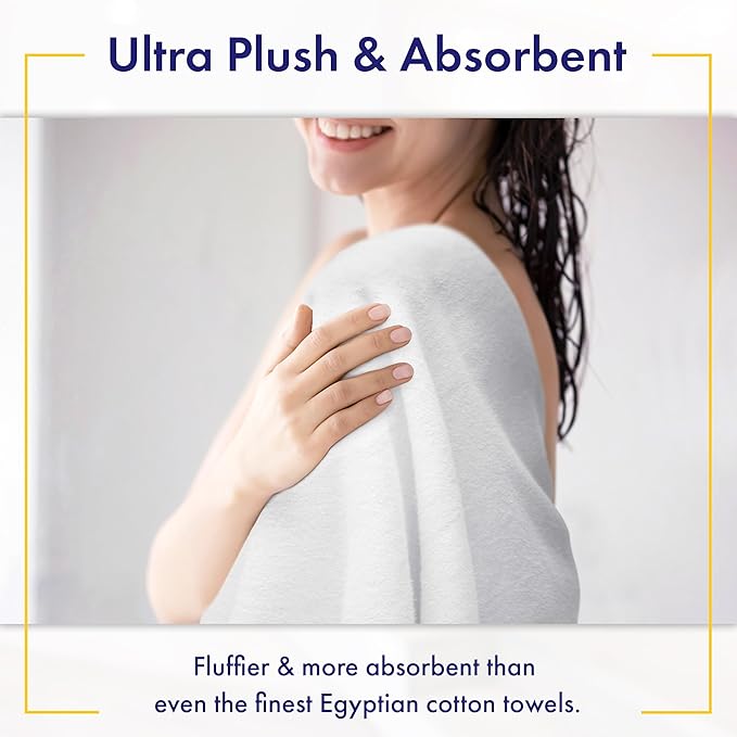 Ultra Soft & Plush Viscose from Bamboo Bath Sheets - 700 GSM Pack of 2 - Extra Large 70x35 in - Super Absorbent & Quick Drying (White)