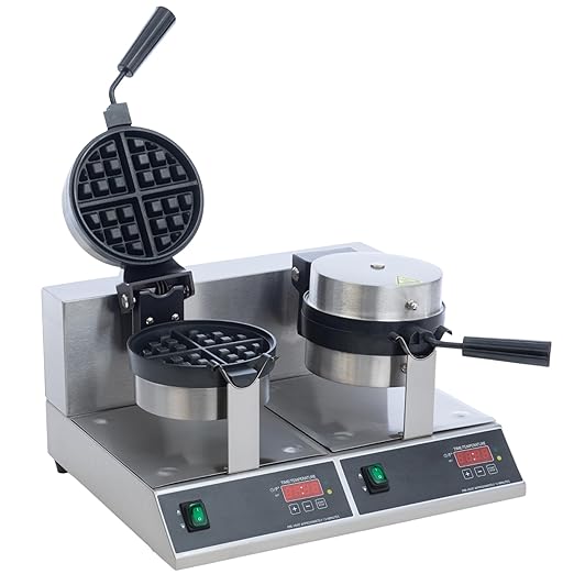 FSE BWM-7/R-2 Double Classic Belgian Waffle Maker with Cast Aluminum Grids, 2000W