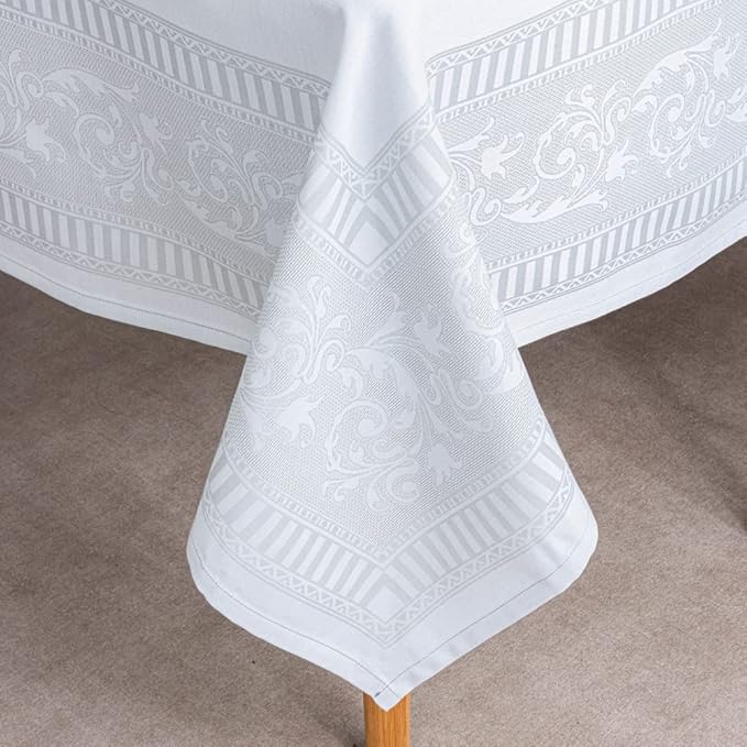 MANGATA CASA Rectangle Tablecloth Faux Cotton Waterproof and Wrinkle Resistant Washable Jacquard Polyester Table Cloth for Kitchen Dining/Party/Indoor and Outdoor Use(Gray,60x84 inch)