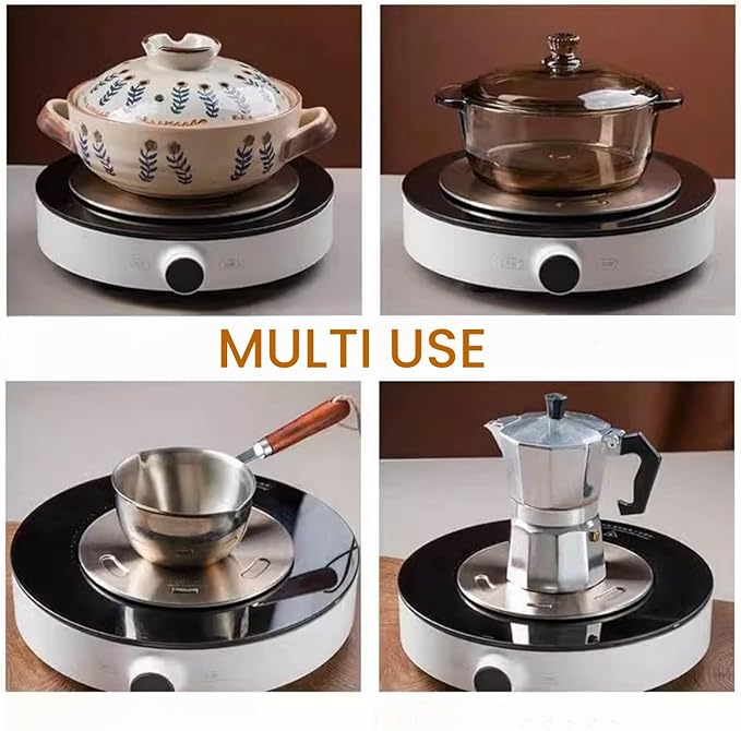 Induction Adapter Plate, Lifenergric Heat Diffuser Simmer Plate for Glass Electric Stove Top Heat Diffuser with Removable Handle, Induction Converter Disk for Cookware Accessories 7.9inch