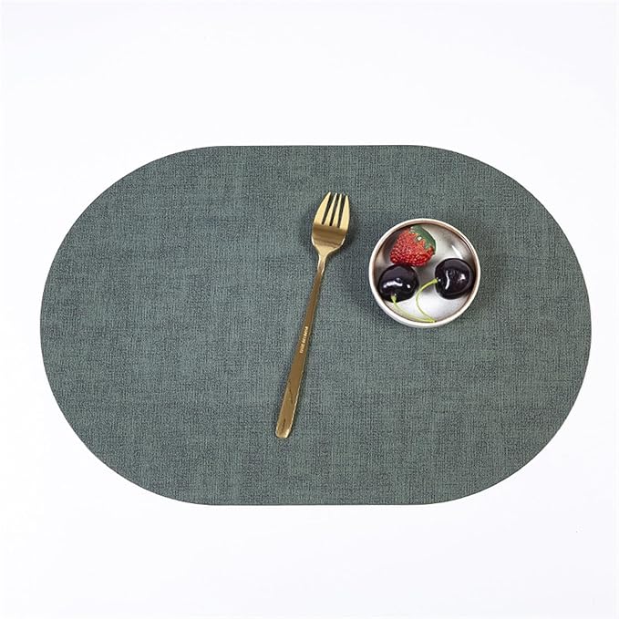 Placemats for Table Leather Western Table Mat Oil-Proof Hotel Home Dining Plate Mat Non-Slip Heat Insulation Pad(Green)