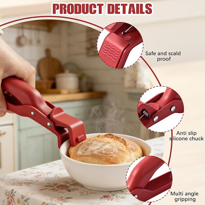 Hot Plate Gripper, New Hot Plate Grippers Tongs, Anti Scald Bowl Holder Clip, Bowl Dish Plate Grabber Clips Tongs Clamp Holder, For Air Fryer & Food Steamer & Oven & Microwave Oven (2 All)