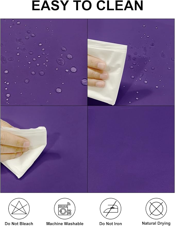 Fokitut 2 Pack Waterproof Rectangle Tablecloth, 60x120 Inch,Stain Resistant and Wrinkle Polyester Table Cloth, Fabric Table Cover for Kitchen Dining, Wedding, Party, Holiday Dinner-Purple
