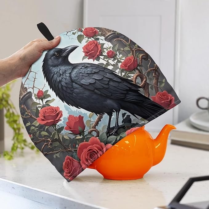 Rose Tea Pot Cover for Party Reusable CrowTeapot Cozy Keeping Warm,Dust Proof Teapot Dust Protector for Kitchen Decorative