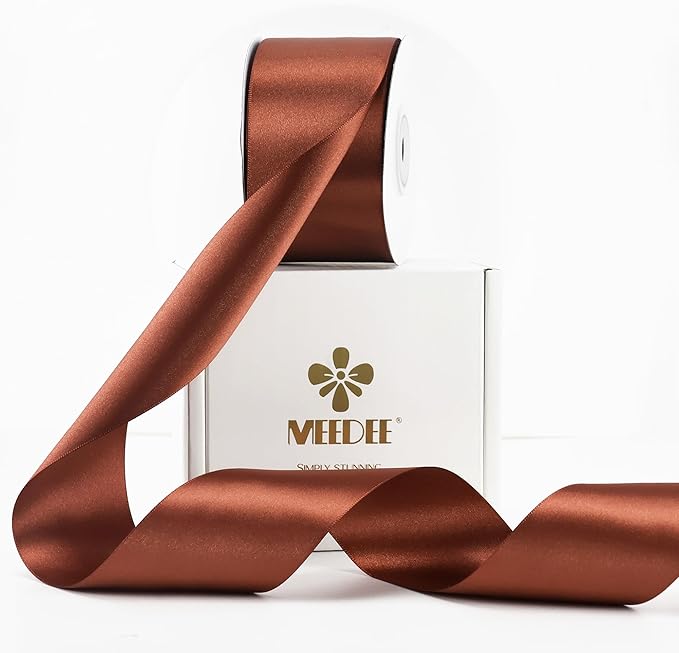 MEEDEE Rust Satin Ribbon - 2 inch Double Faced Satin Ribbon by 25 Yards for Thanksgiving, Fall Decorating, Wreaths, Bows, Crafts, Weddings, Flower Bouquets