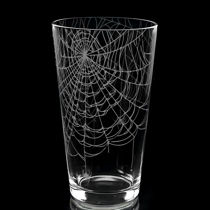 SPIDERWEBS Engraved Beer Pint Glass | Great Monster Scary Halloween Holiday Gift Idea & Decor!