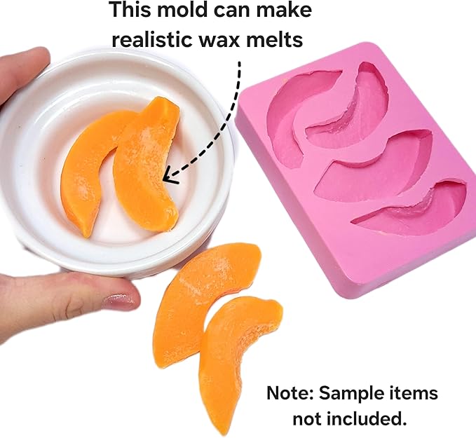 Natucraft Peach Slices Silicone Mold - Wax, Resin, Soap, Realistic Flexible - Turquoise Blue - Baking Molds