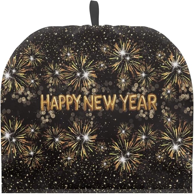 Happy New Year Letter Print Tea Cosy Pot Cozies Decorative Accessories for Teapots Insulated Beautiful Flower Tea Cozies Home Decor Pot Cozy for Keeping Warm Kitchen Accessory