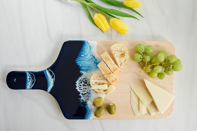 Ocean Beach Theme Wood Cutting Board with handle or Cheese Serving Board Party Tray Coastal Decor, Charcuterie board