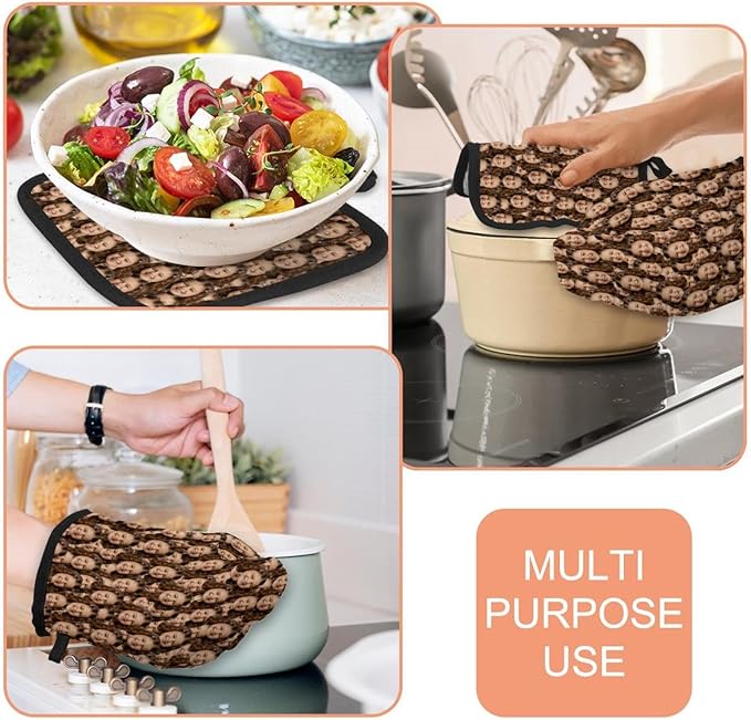 Custom Oven Mitts and Pot Holders Sets,Personalized with Face Customized Photo,Baking Gifts for Women,for Kitchen Cooking BBQ