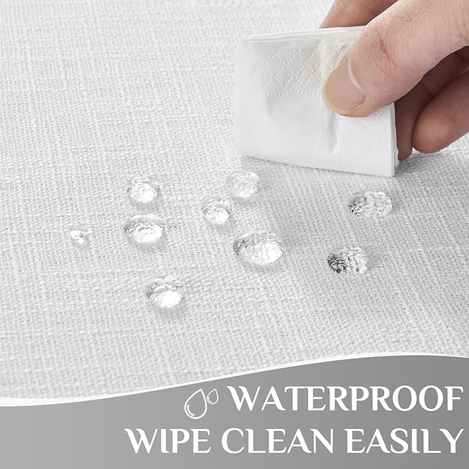 Softalker Linen Textured Rectangle Tablecloth, Waterproof Wipeable Farmhouse Burlap Table Cloth, Stain Resistant Wrinkle Free Table Covers for Kitchen Dining Holiday Party (60 x 120, White)