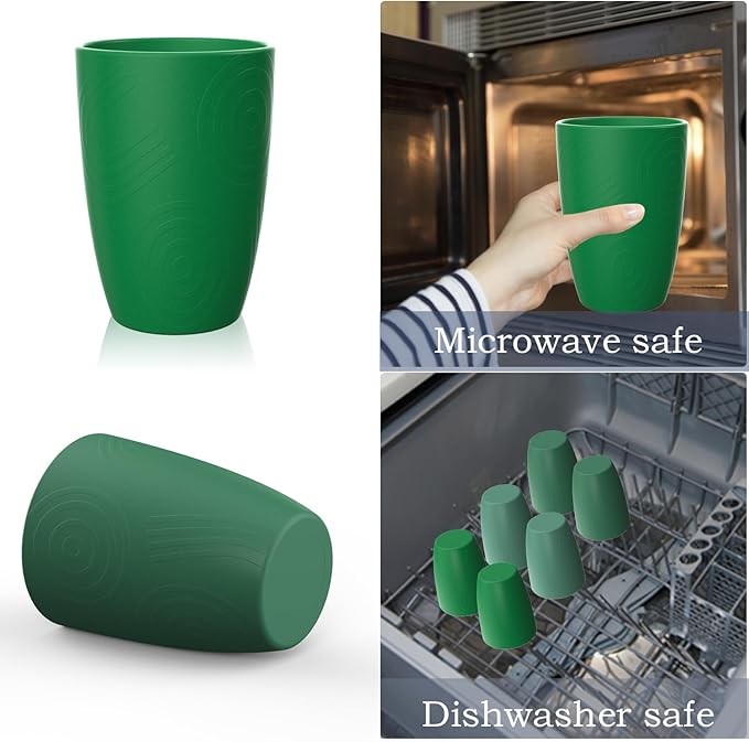 Homienly Cups for Drinking 12oz Daily Use Cups Dishwasher Safe Plastic Cups Alternative Stackable and Lightweight Reusable cups for Family Use-Forest Series