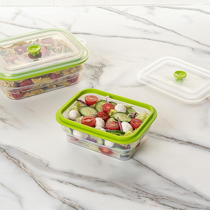 Restaurantware-Fresh Hero 32.3 Ounce Storage Containers, 20 Durable Airtight Food Containers - Microwavable, Freezable, Green Silicone Collapsible Container, Dishwashable, With Vented Lids