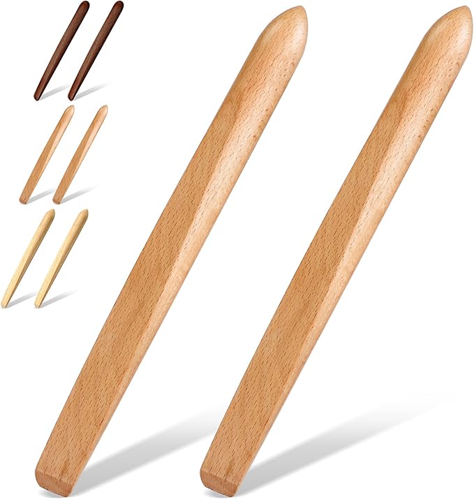Hillban 2 Pcs 11 Inch Spurtle for Sourdough Stirring Stick Bread Mixing Stir Stick Bread Making Tools Paddle Wooden Dowel for Sourdough Spurtle Spatula Kitchen Cooking(Beech)