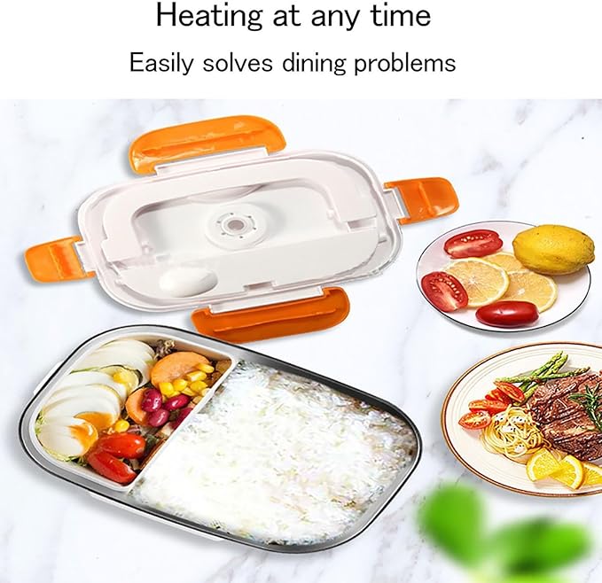 Food Warmer,Large Capacity Electric Lunch Box,1.5L Adult Hot Lunch Box,Electric Lunch Box With Fork And Spoon,Stainless Steel Liner,Removable Liner,Portable Lunch Warmer For Truck/Car/Office(Green)