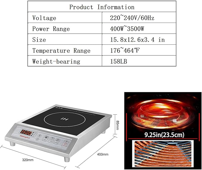 Commercial Induction Cooktop Lower Power Even Heating Hot Plate 3500W /220V Single-phase Abangdun