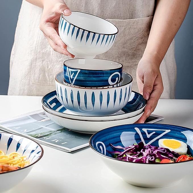 Dinnerware Set, Plates and Bowls Sets, Plates and Bowls Sets, Dishes Sets-Complete Porcelain Combination-for Home Kitchen Dining(Mixed Colors,35 Pieces)
