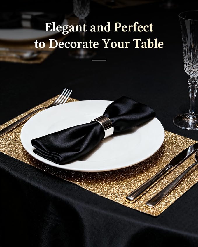 BESTVIP 6 Pack 60inch Round Polyester Tablecloths - Fabric Washable Decorative Table Cover for Parties, Weddings, Holiday, Events, Restaurant (Black)