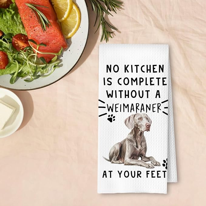 Weimaraner Funny Dog Kitchen Hand Towels - A Kitchen is Not Complete Without A Weimaraner Dish Towel Waffle Weave Hand Towels for Home Bathroom,Dog Lovers Gift,16×24 Inch