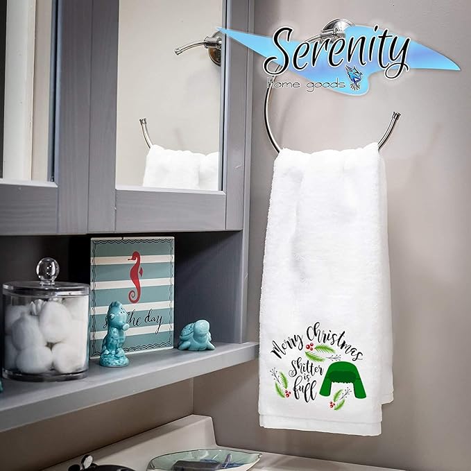 Christmas Decor | Decorative Kitchen and Bath Hand Towels | XMAS Winter Novelty | White Towel Home Holiday Decorations | Gift Present