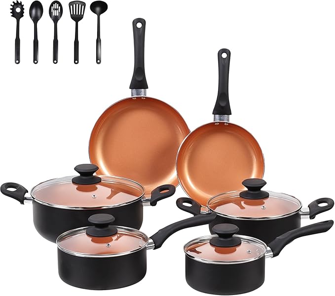 Ceramic Pots and Pans Set, 15PCS Nonstick Set Ceramic Cookware Set, Nonstick Pan Pots and Pans Set Non Stick Cookware set (With-Induction)