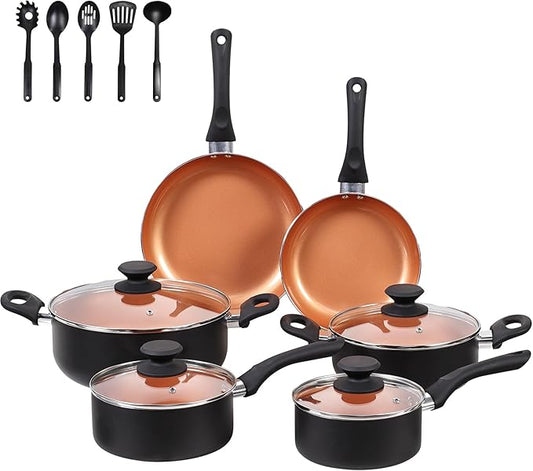 Ceramic Pots and Pans Set, 15PCS Nonstick Set Ceramic Cookware Set, Nonstick Pan Pots and Pans Set Non Stick Cookware set (With-Induction)