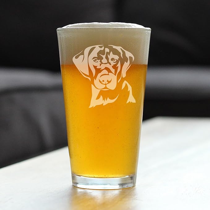 Custom Black Lab Face - Labrador Retriever Pint Glass for Beer - Fun Unique Dog Themed Decor Gifts for Men & Women - 16 oz - Customized Glasses